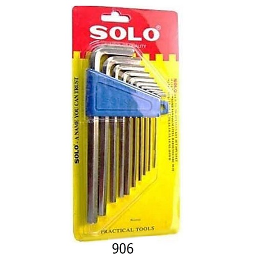 SKI - สกี จำหน่ายสินค้าหลากหลาย และคุณภาพดี | SOLO #906-10ตัวชุด หกเหลี่ยมชุบขาวยาว 1.5-10mm.Code5432 (10ชุด/ก)